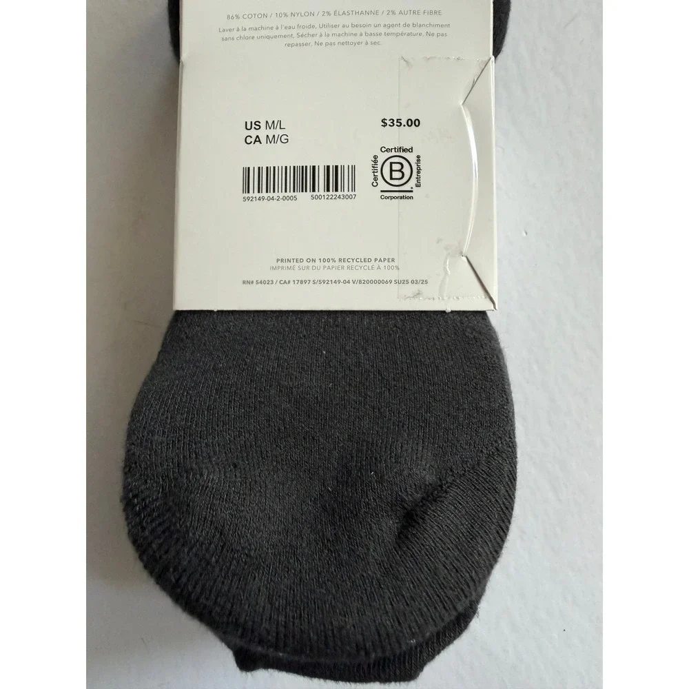New Athleta Everyday Ankle Sock Size M/L Black 3 Pairs Cotton Blend